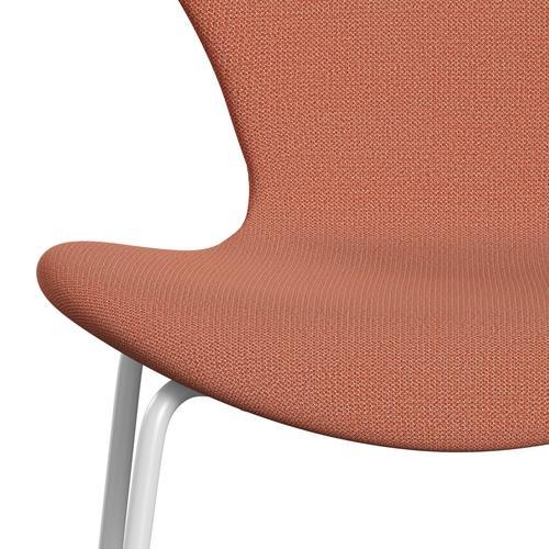 Fritz Hansen 3107 Chair Full Upholstery, White/Capture Burnt Orange