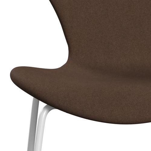 Fritz Hansen 3107 Chair Full Upholstery, White/Divina Dark Brown (Div356)