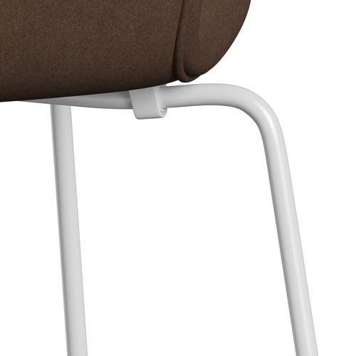 Fritz Hansen 3107 Chair Full Upholstery, White/Divina Dark Brown (Div356)