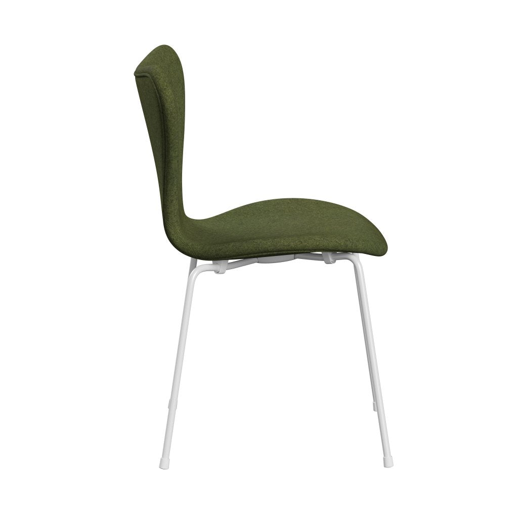 Fritz Hansen 3107 Krzesło pełna tapicerka, White/Divina MD Winter Green