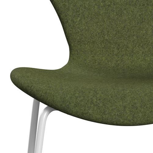 Fritz Hansen 3107 Krzesło pełna tapicerka, White/Divina MD Winter Green