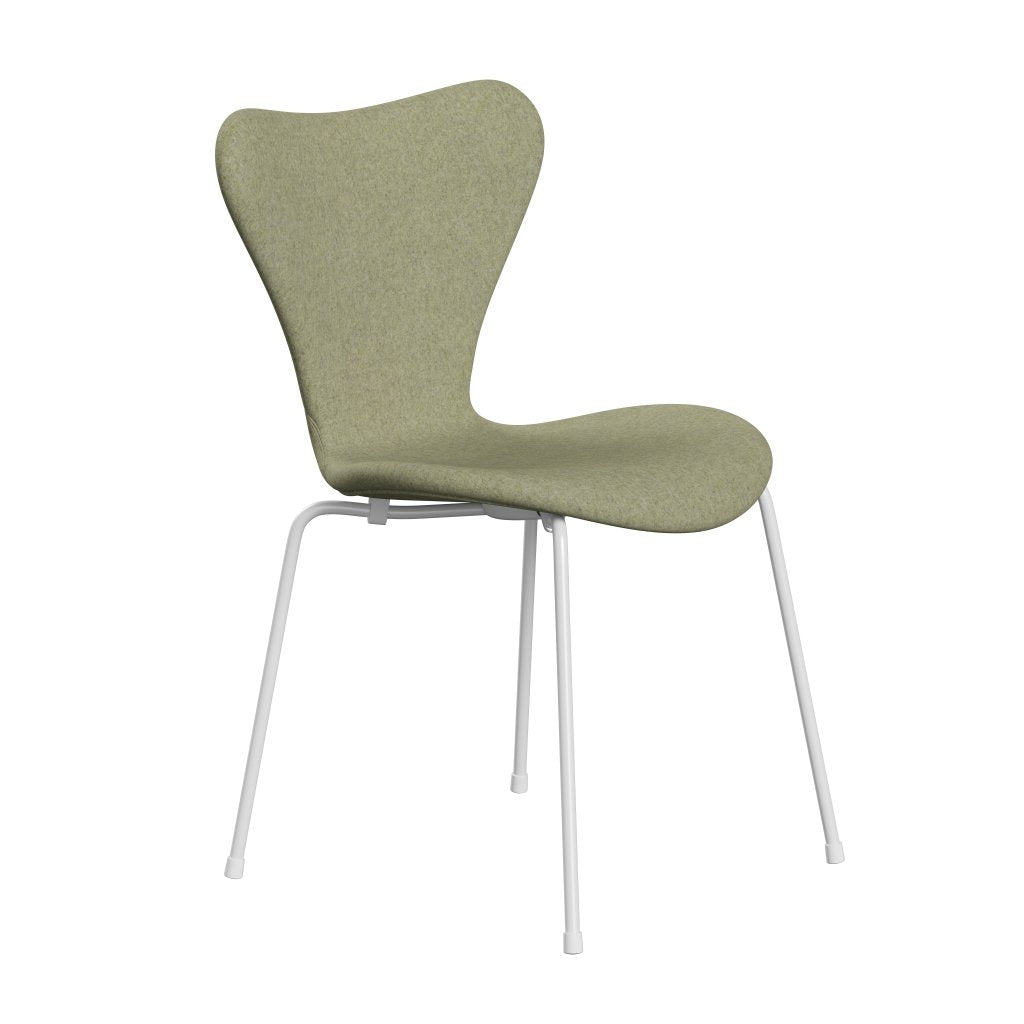 Fritz Hansen 3107 Krzesło pełna tapicerka, biały/divina MD Soft Green