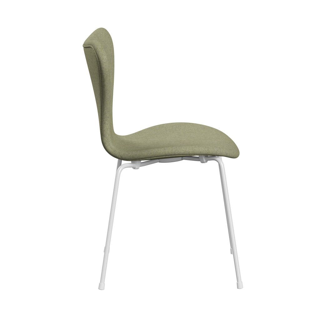 Fritz Hansen 3107 Krzesło pełna tapicerka, biały/divina MD Soft Green