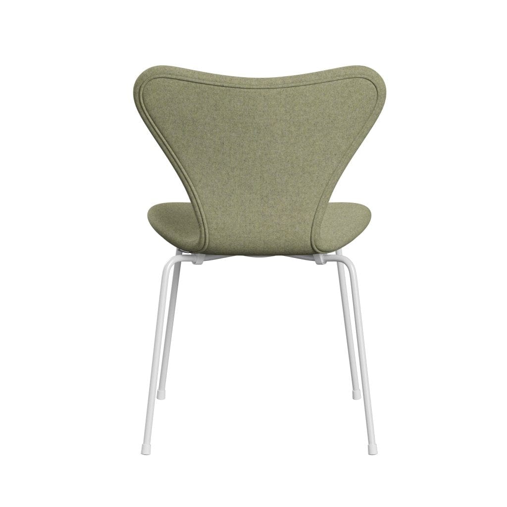 Fritz Hansen 3107 Krzesło pełna tapicerka, biały/divina MD Soft Green