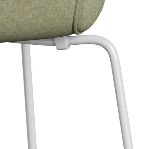 Fritz Hansen 3107 Krzesło pełna tapicerka, biały/divina MD Soft Green