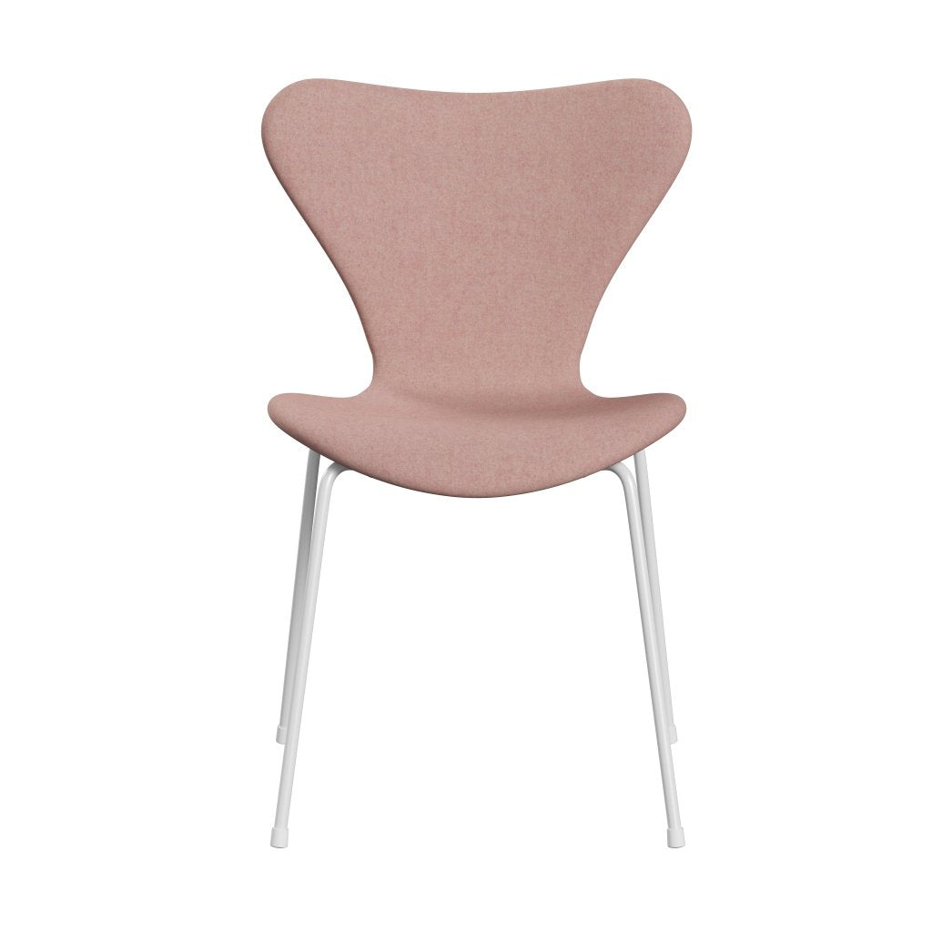 Fritz Hansen 3107 Chair Full Upholstery, White/Divina Md Soft Pink