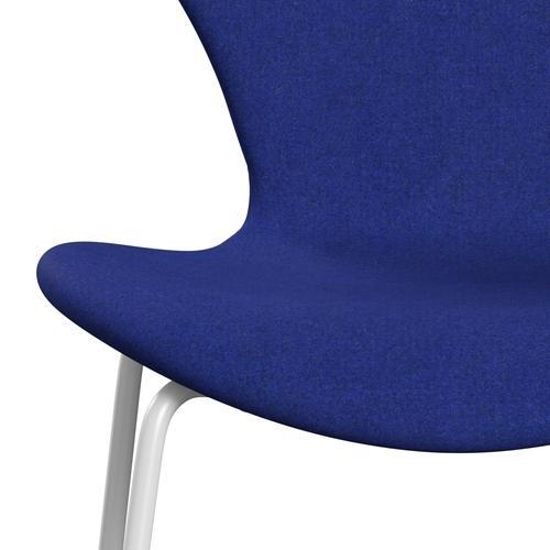 Fritz Hansen 3107 Krzesło pełna tapicerka, biały/divina Melange Blue