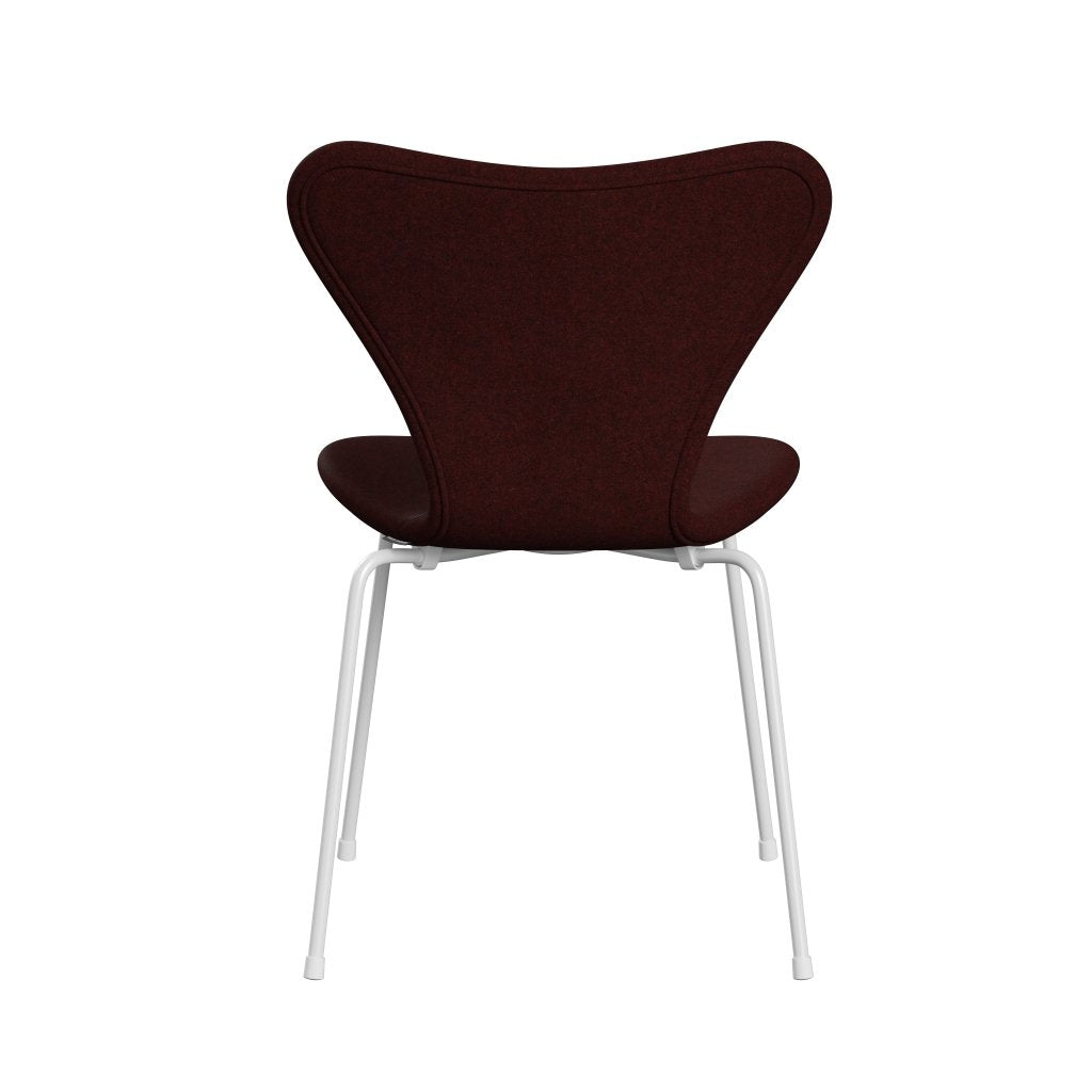 Fritz Hansen 3107 Krzesło pełna tapicerka, Biała/Divina Melange Burgundy