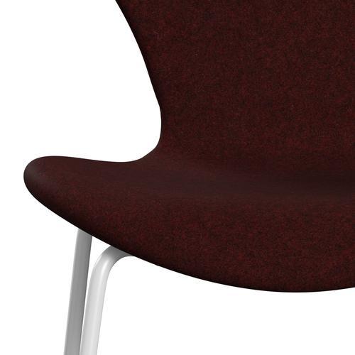 Fritz Hansen 3107 Krzesło pełna tapicerka, Biała/Divina Melange Burgundy