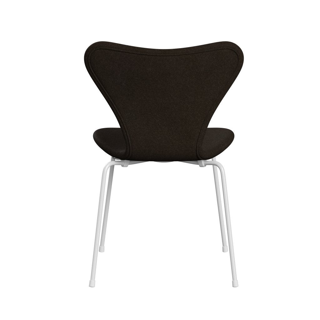 Fritz Hansen 3107 Chair Full Upholstery, White/Divina Melange Dark Brown