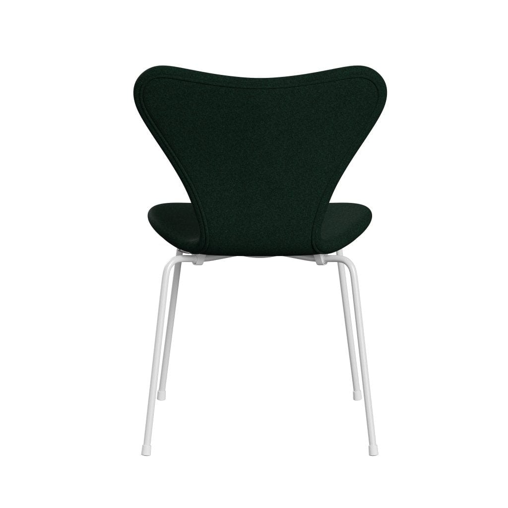 Fritz Hansen 3107 Krzesło pełna tapicerka, biały/divina Melange Dark Green