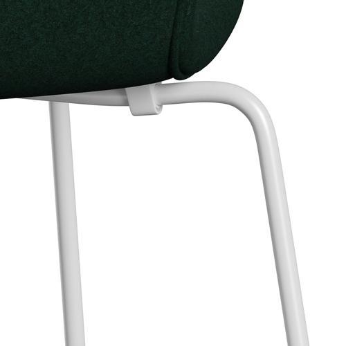 Fritz Hansen 3107 Krzesło pełna tapicerka, biały/divina Melange Dark Green