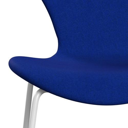 Fritz Hansen 3107 krzesło pełne tapicerka, biały/divina Melange Electric Blue