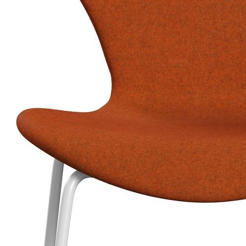 Fritz Hansen 3107 Chair Full Upholstery, White/Divina Melange Orange