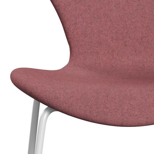 Fritz Hansen 3107 krzesło pełne tapicerka, biały/divina Melange Pink