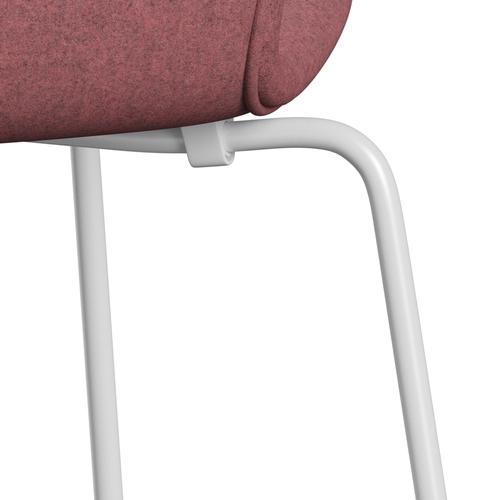 Fritz Hansen 3107 Chair Full Upholstery, White/Divina Melange Pink