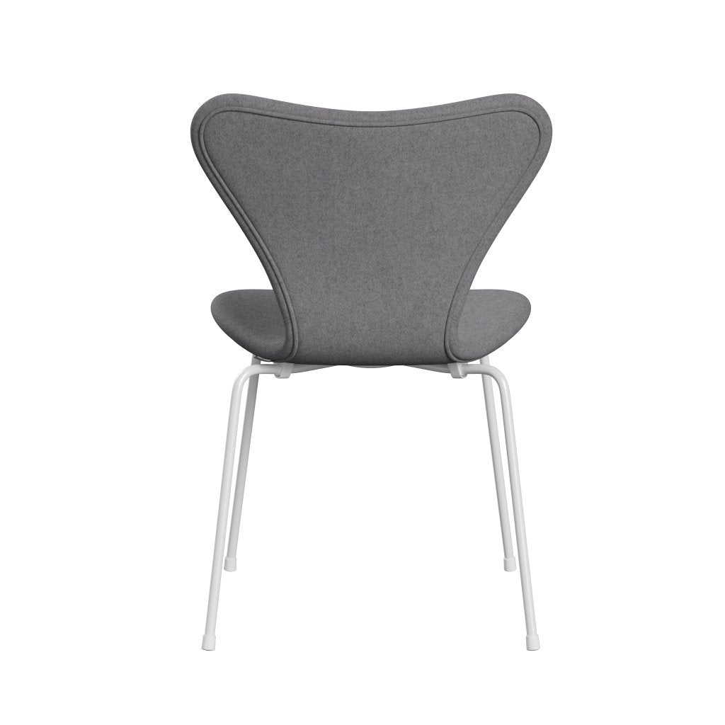 Fritz Hansen 3107 Krzesło pełna tapicerka, biały/divina Melange Stone Grey