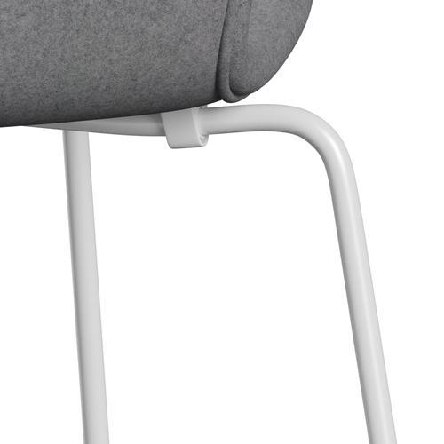 Fritz Hansen 3107 Krzesło pełna tapicerka, biały/divina Melange Stone Grey