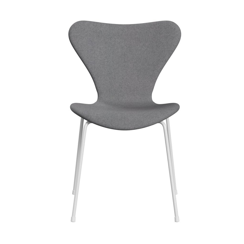 Fritz Hansen 3107 Krzesło pełna tapicerka, biały/divina Melange Stone Grey