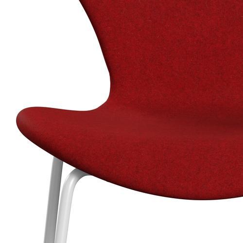 Fritz Hansen 3107 Chair Full Upholstery, White/Divina Melange Deep Red