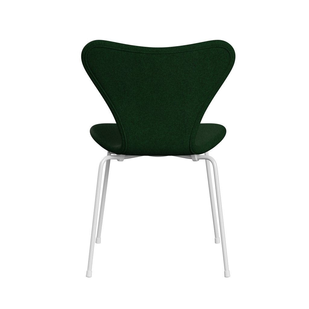 Fritz Hansen 3107 Krzesło pełna tapicerka, biały/divina Melange Forest Green