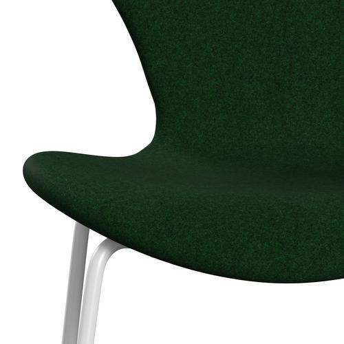 Fritz Hansen 3107 Krzesło pełna tapicerka, biały/divina Melange Forest Green