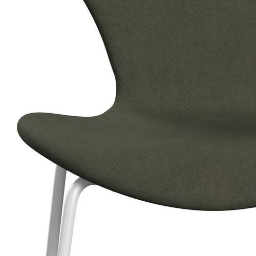 Fritz Hansen 3107 Krzesło pełna tapicerka, White/Divina Military Green