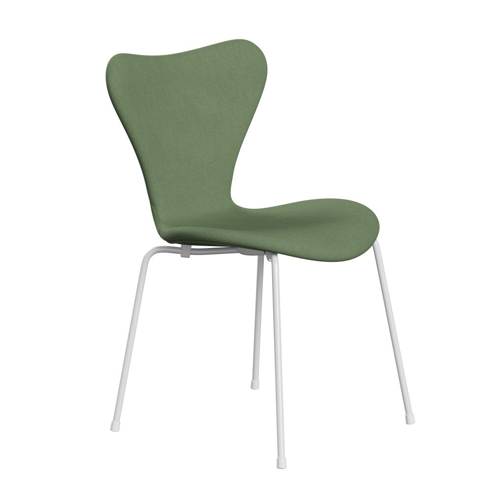 Fritz Hansen 3107 Chair Full Upholstery, White/Divina Olive Green