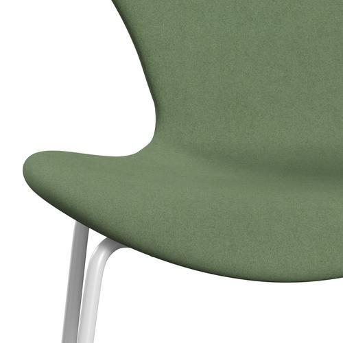 Fritz Hansen 3107 Krzesło pełna tapicerka, biały/divina Olive Green