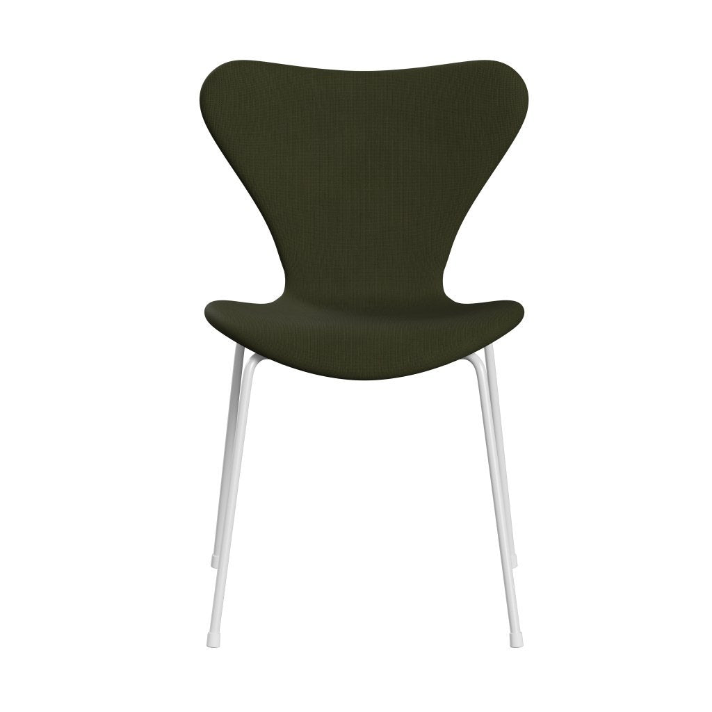 Fritz Hansen 3107 Chair Full Upholstery, White/Fame Dark Brown Green