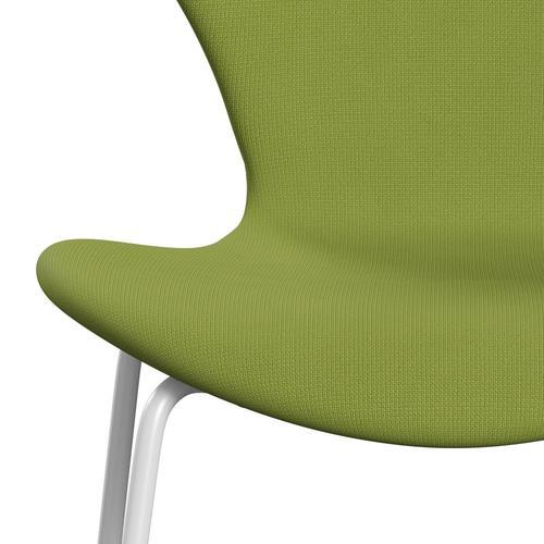 Fritz Hansen 3107 Chair Full Upholstery, White/Fame Light Grass Green