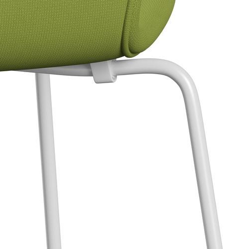 Fritz Hansen 3107 Chair Full Upholstery, White/Fame Light Grass Green