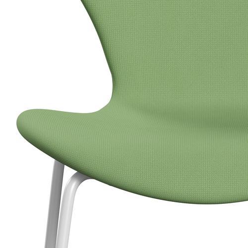 Fritz Hansen 3107 Chair Full Upholstery, White/Fame Light Green