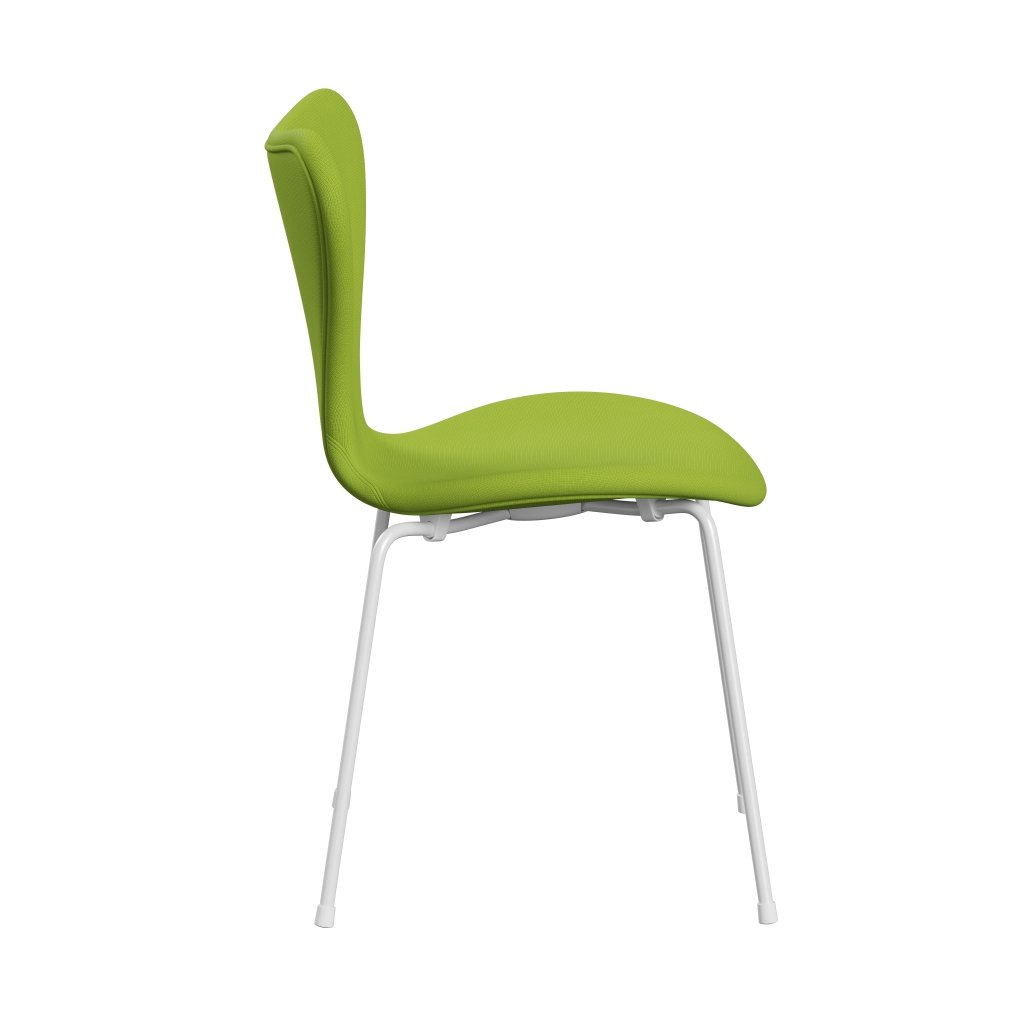 Fritz Hansen 3107 Krzesło pełna tapicerka, biały/sławny neon zielony