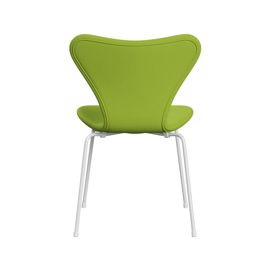 Fritz Hansen 3107 Krzesło pełna tapicerka, biały/sławny neon zielony