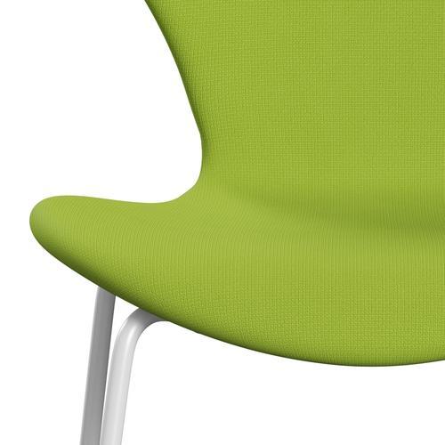 Fritz Hansen 3107 Krzesło pełna tapicerka, biały/sławny neon zielony