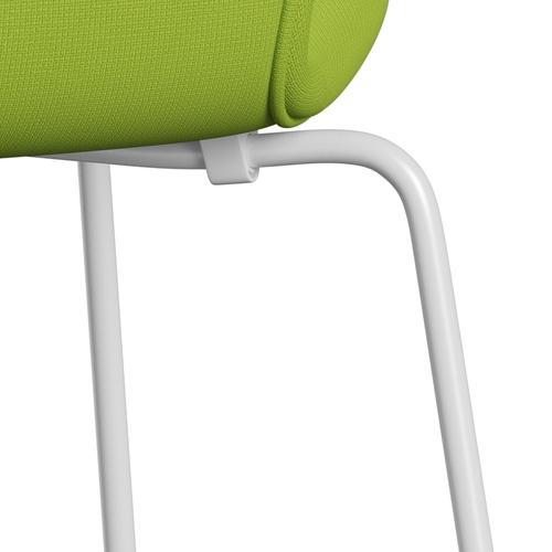 Fritz Hansen 3107 Krzesło pełna tapicerka, biały/sławny neon zielony