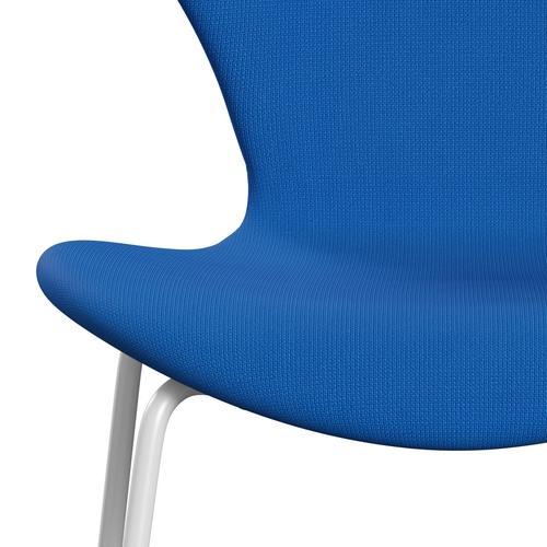 Fritz Hansen 3107 Chair Full Upholstery, White/Fame Ocean Blue