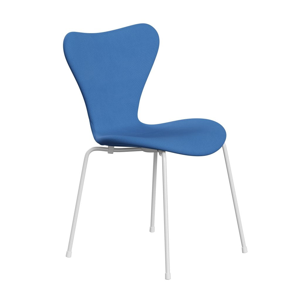 Fritz Hansen 3107 Chair Full Upholstery, White/Fame Turquoise (F66118)