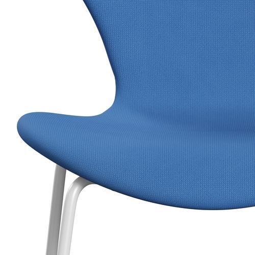 Fritz Hansen 3107 Chair Full Upholstery, White/Fame Turquoise (F66118)