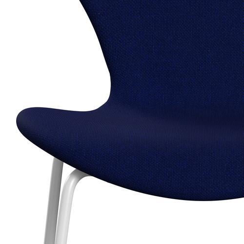 Fritz Hansen 3107 Chair Full Upholstery, White/Hallingdal Dark Blue