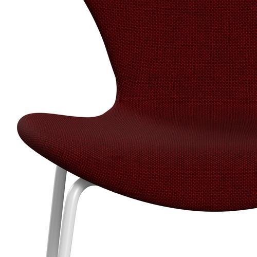 Fritz Hansen 3107 Krzesło pełna tapicerka, White/Hallingdal Dark Red