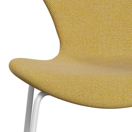 Fritz Hansen 3107 Chair Full Upholstery, White/Hallingdal Yellow/White