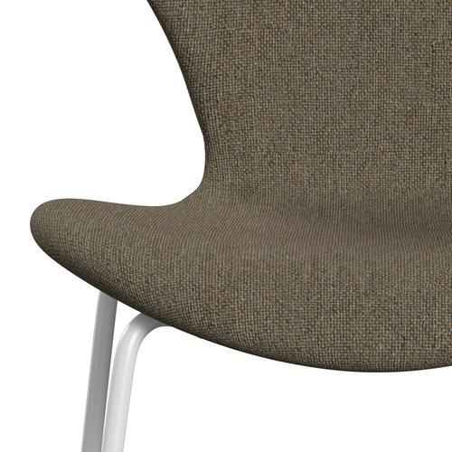 Fritz Hansen 3107 Chair Full Upholstery, White/Hallingdal Grey/Brown