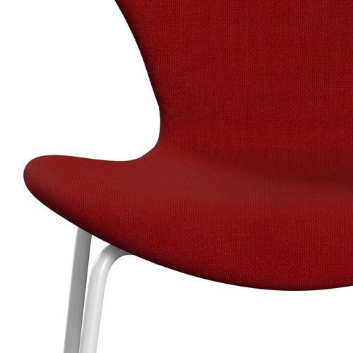 Fritz Hansen 3107 Chair Full Upholstery, White/Hallingdal Classic Red