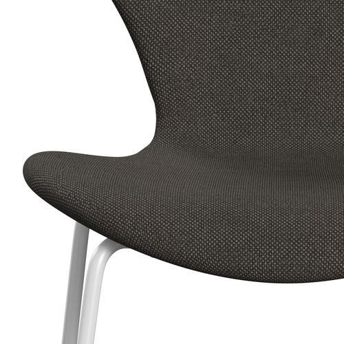 Fritz Hansen 3107 Krzesło pełna tapicerka, białe/hallingdal węgiel drzewny