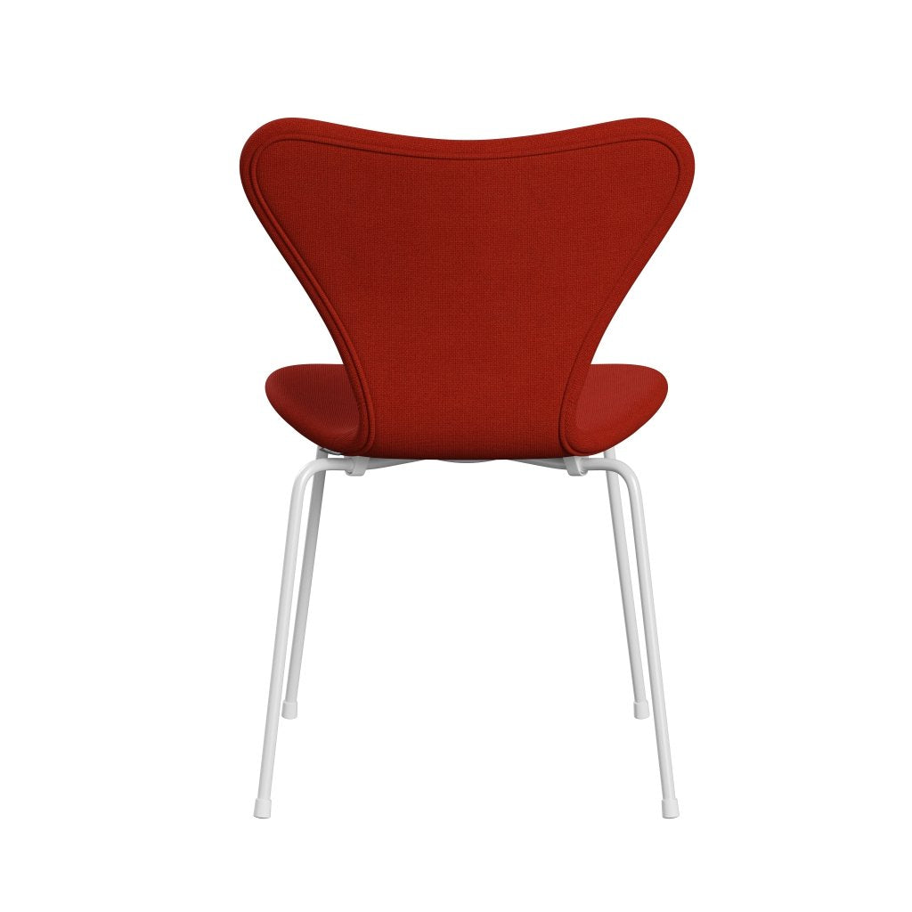 Fritz Hansen 3107 Krzesło pełna tapicerka, White/Hallingdal Orange (HAL600)