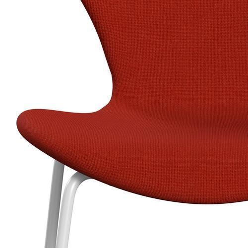 Fritz Hansen 3107 Krzesło pełna tapicerka, White/Hallingdal Orange (HAL600)