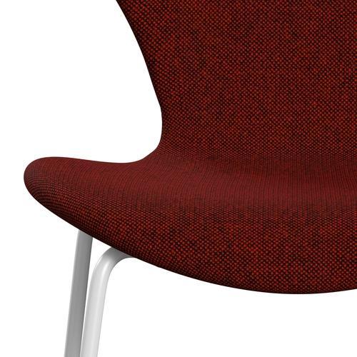 Fritz Hansen 3107 Krzesło pełna tapicerka, White/Hallingdal Red/Black