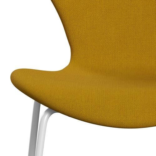 Fritz Hansen 3107 Krzesło pełna tapicerka, musztarda White/Hallingdal